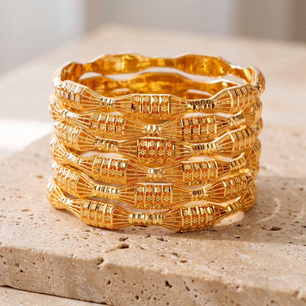 Adult's Bangles (D24-K) on travertine