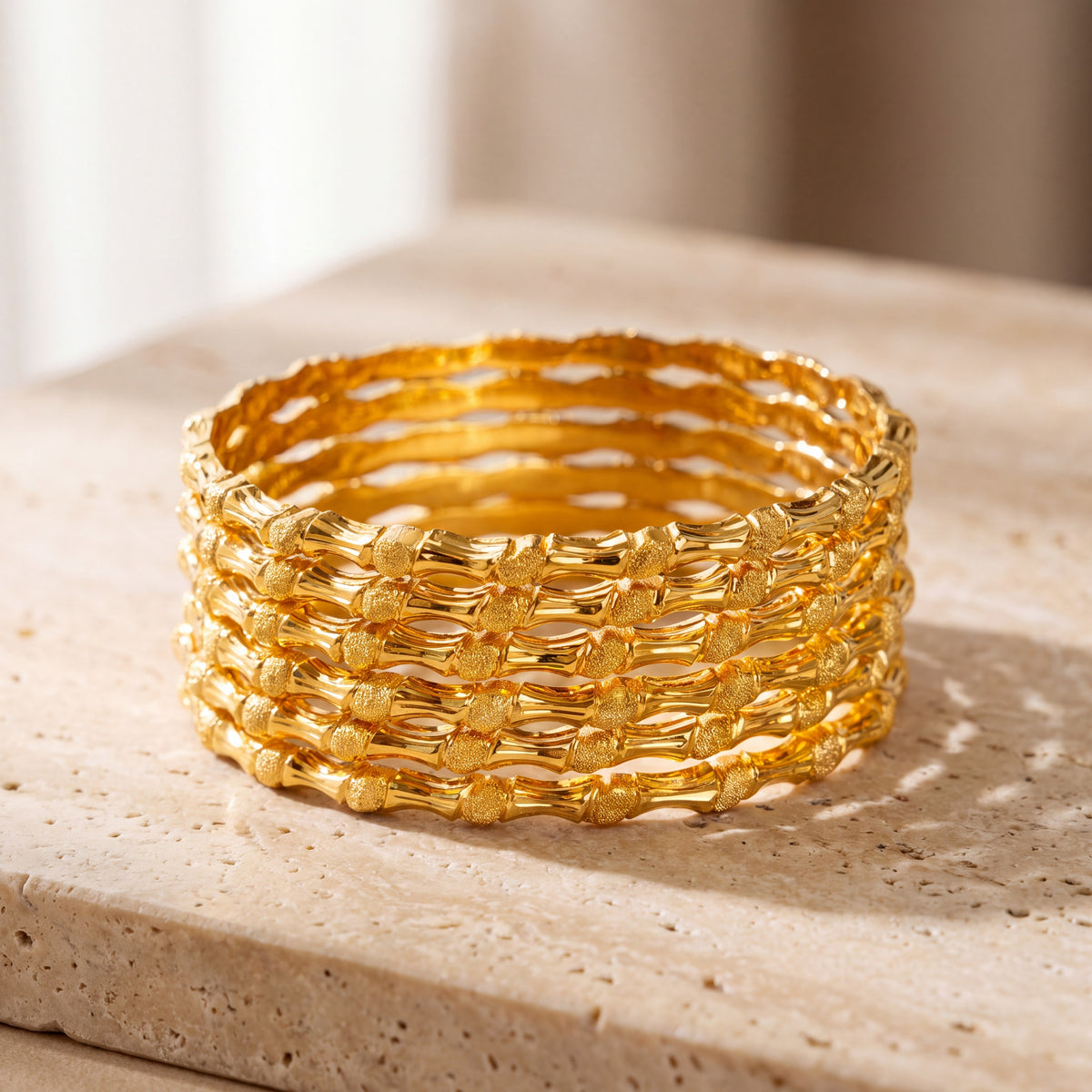 Adult's Bangles (D25-K) on travertine