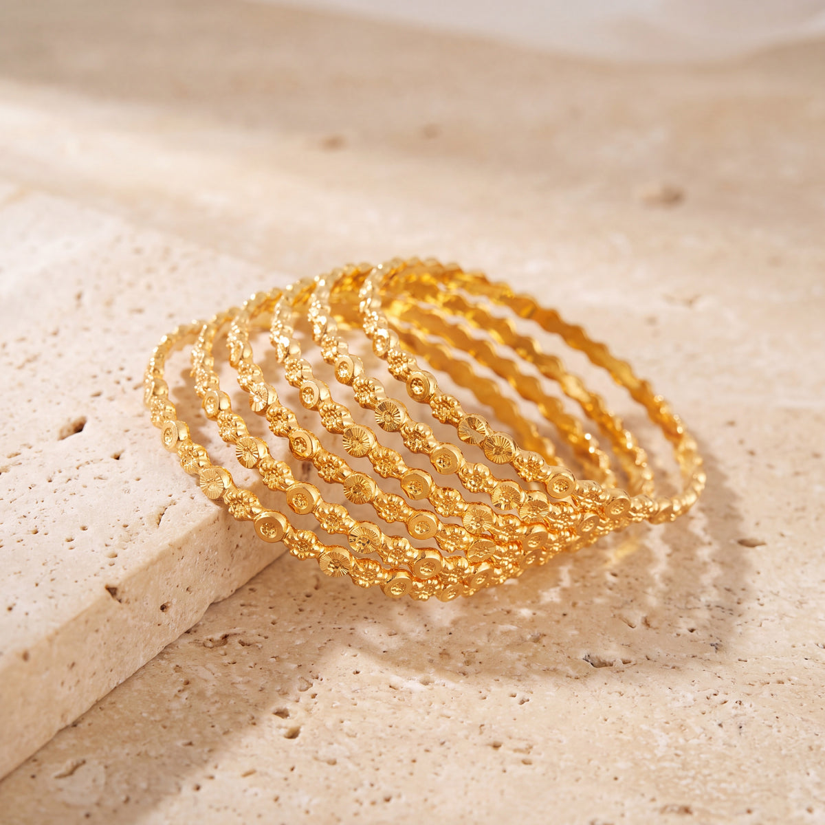 Adult's Bangles (D37-K) on travertine