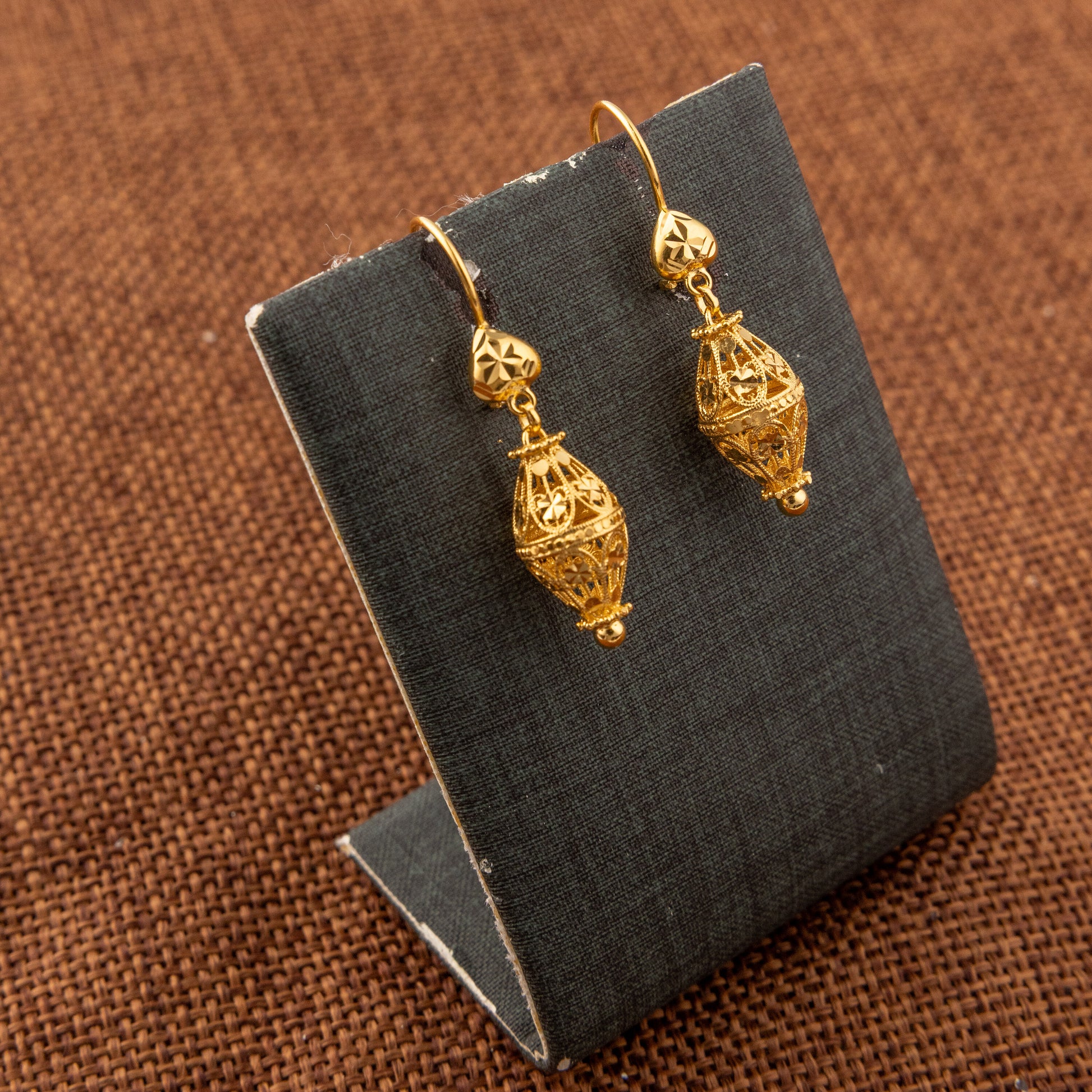 Kid's Bead Drop Earrings (D21) - 925 Silver & 24K Gold Plated - Falaq Jewellery Oman