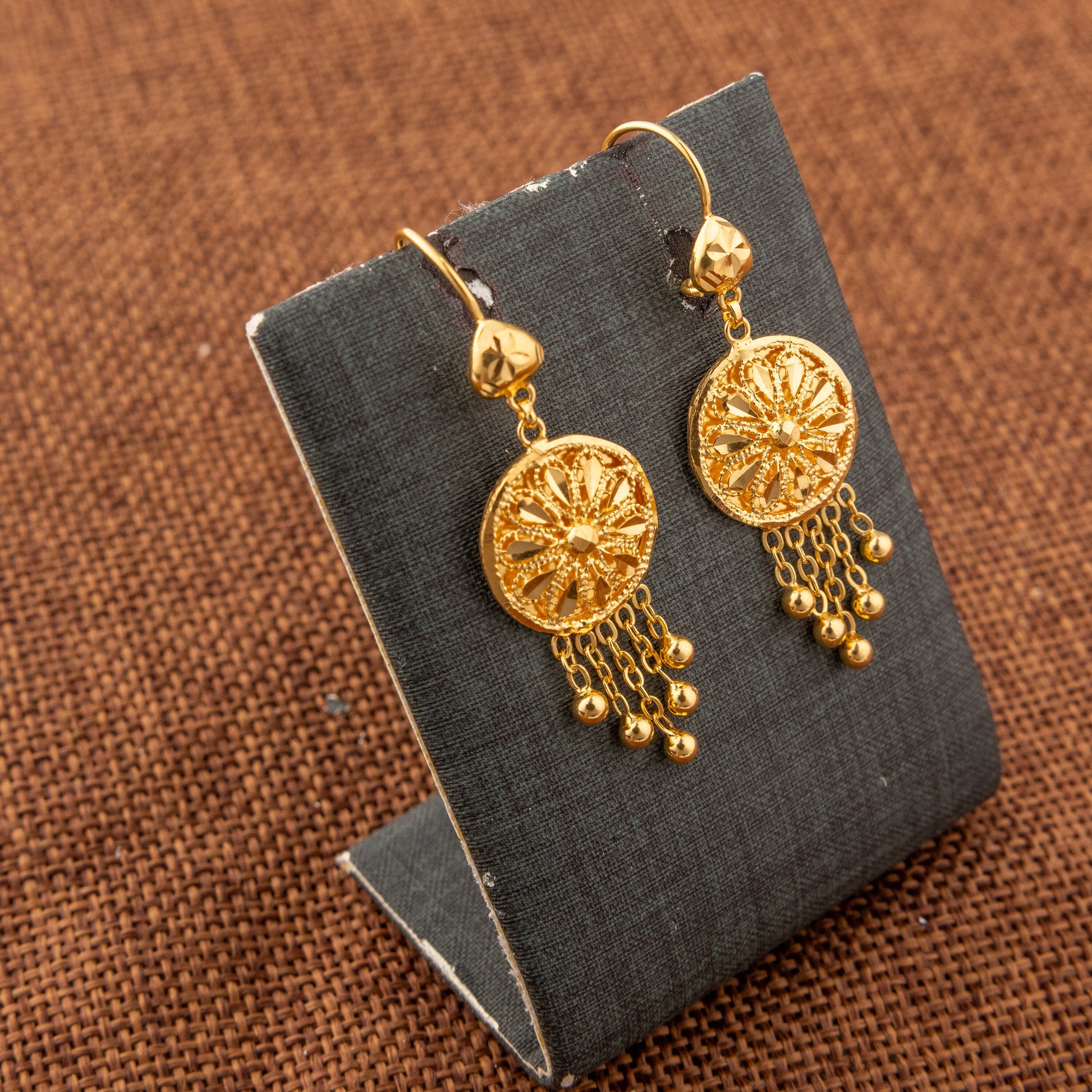 Casting Earrings (D92) - 925 Silver & 24K Gold Plated - Falaq Jewellery Oman