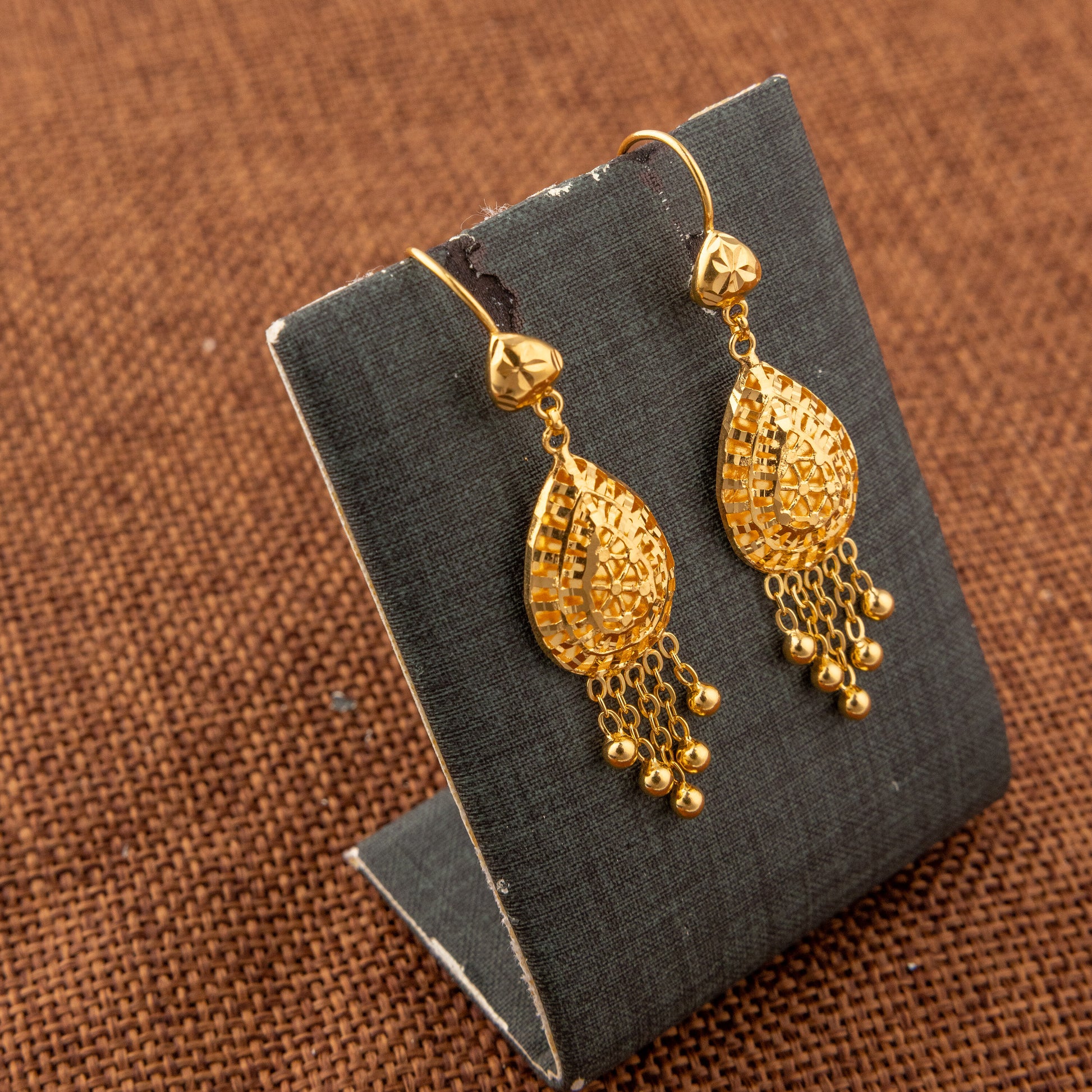 Casting Earrings (D95) - 925 Silver & 24K Gold Plated - Falaq Jewellery Oman