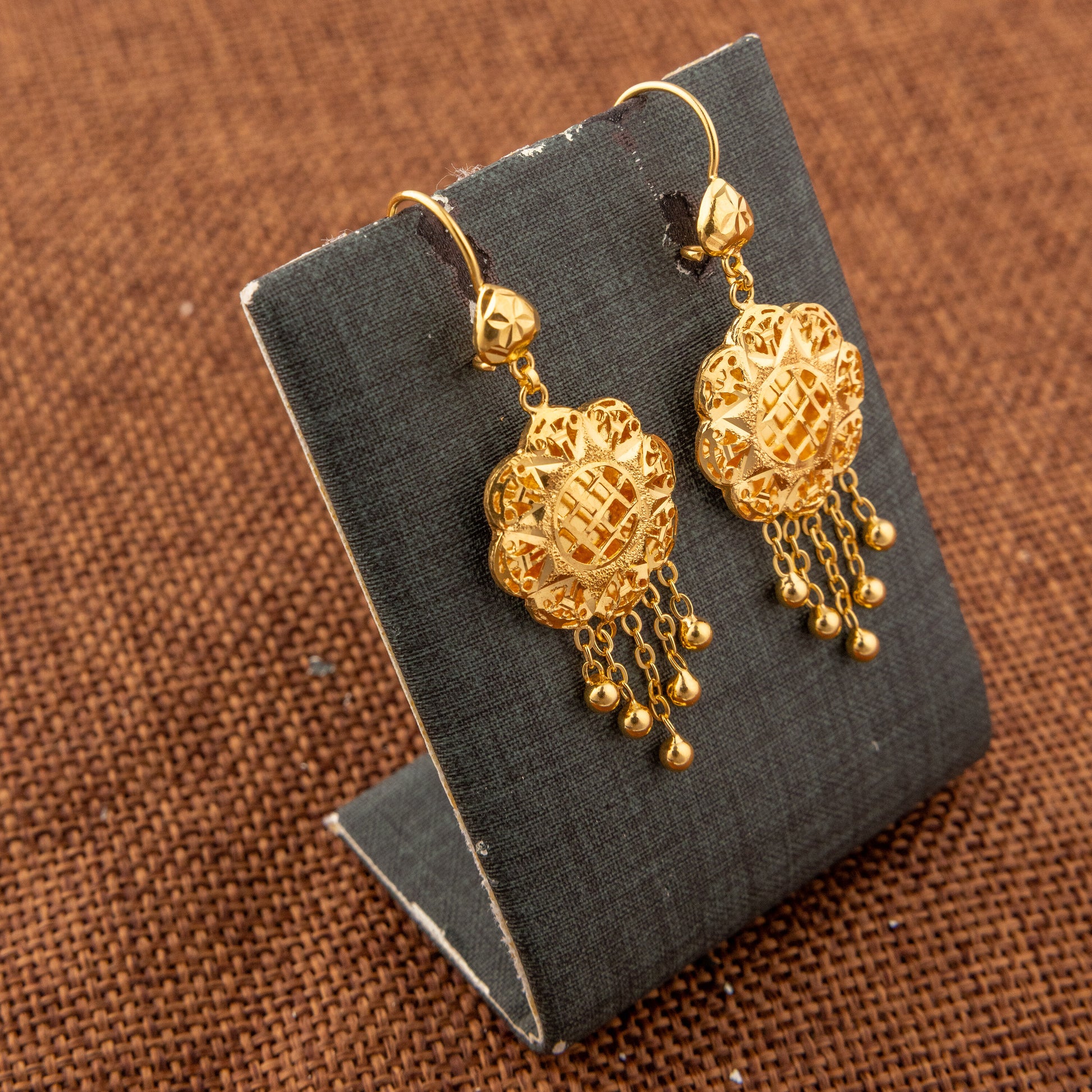 Casting Earrings (D97) - 925 Silver & 24K Gold Plated - Falaq Jewellery Oman