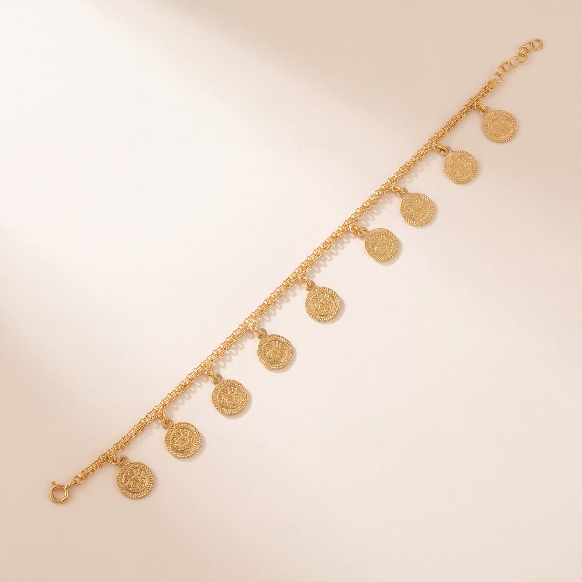 Coin Bracelet (D1), 925 silver 24K gold plated