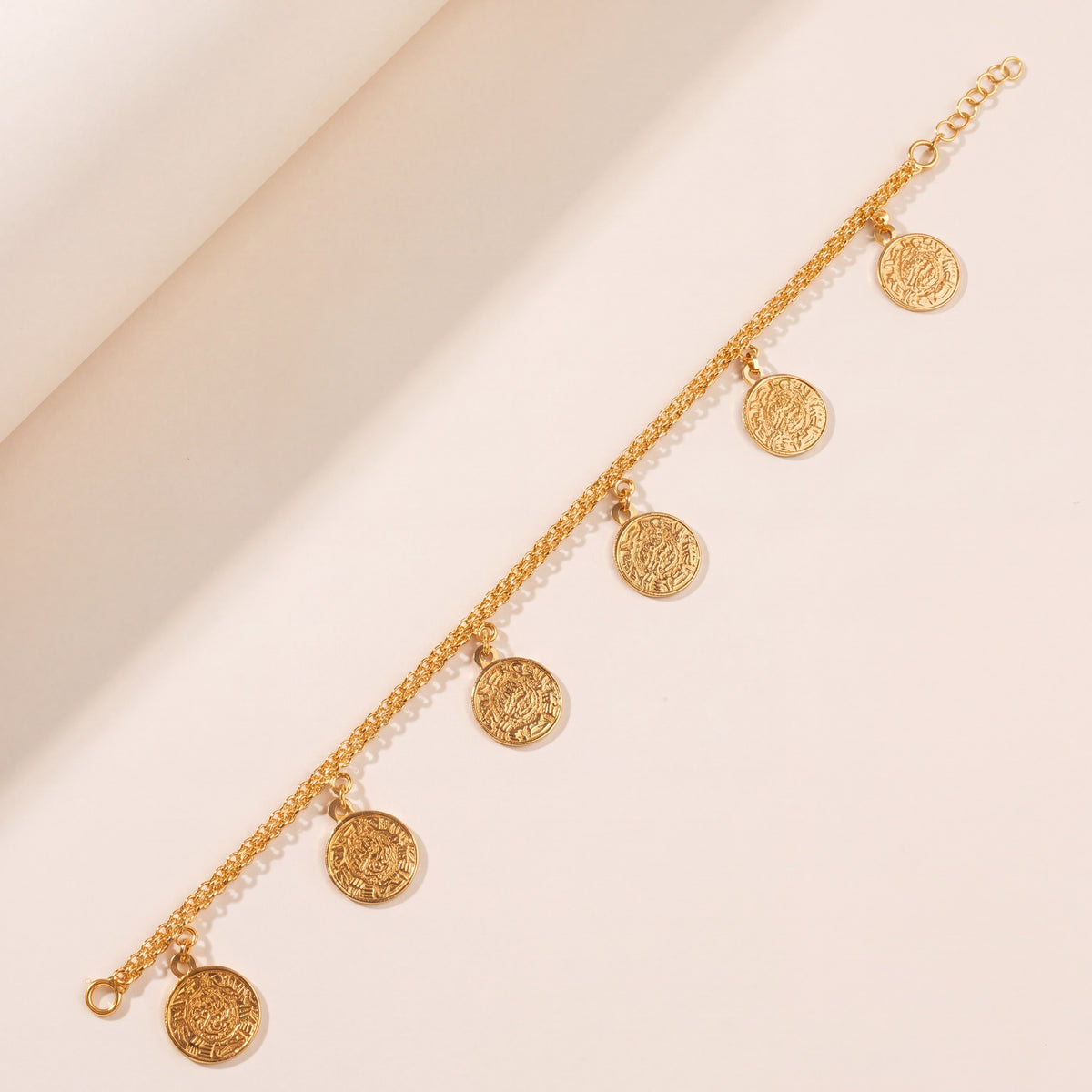 Coin Bracelet (D3), 925 silver 24K gold plated