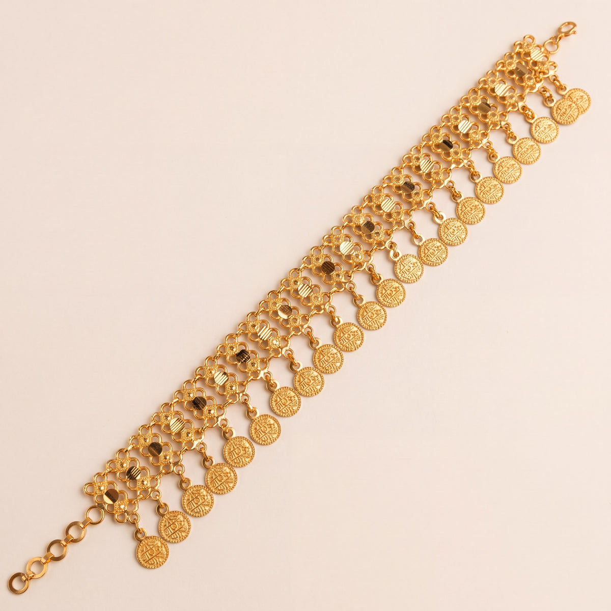 Coin Bracelet (D5), 925 silver 24K gold plated