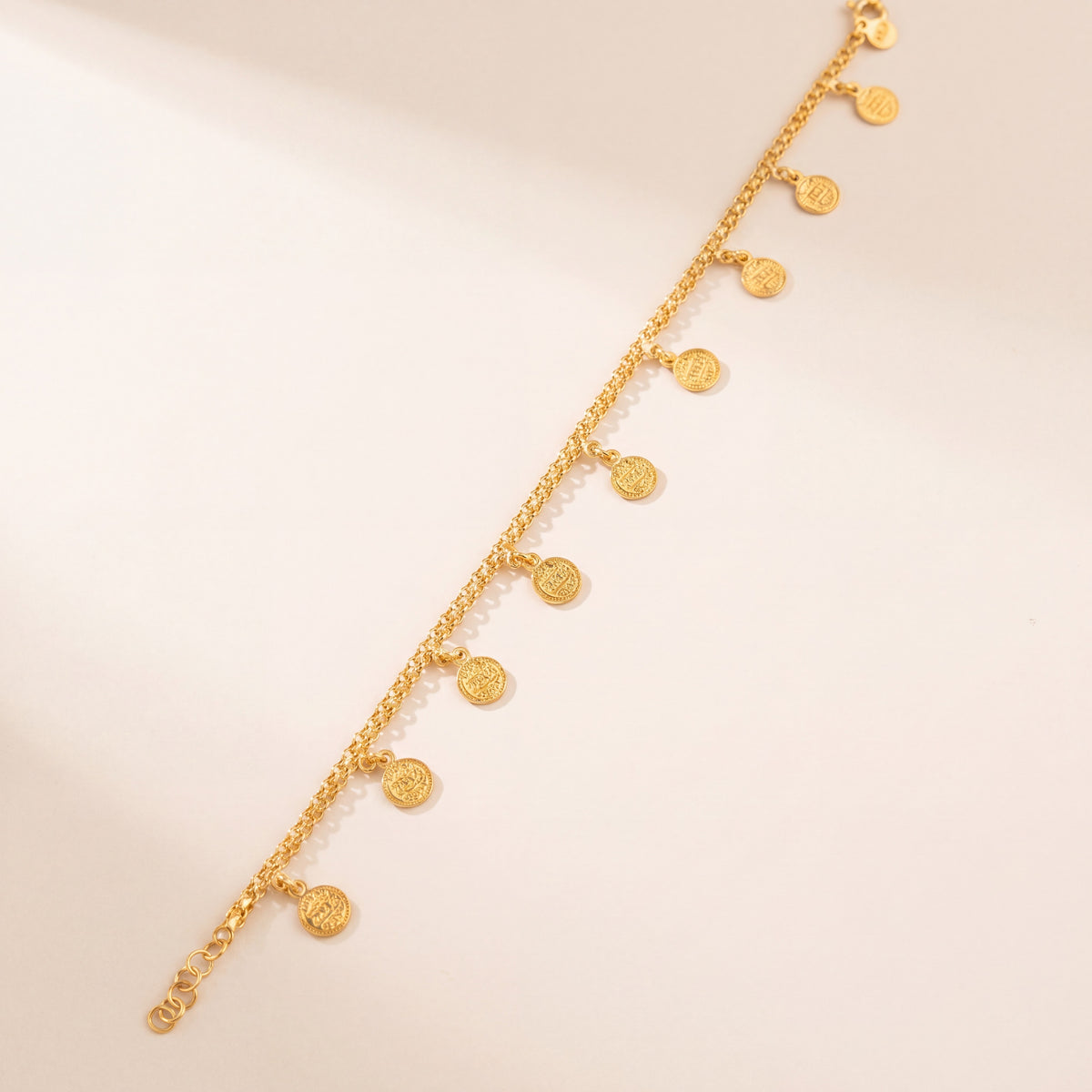 Coin Bracelet (D7), 925 silver 24K gold plated