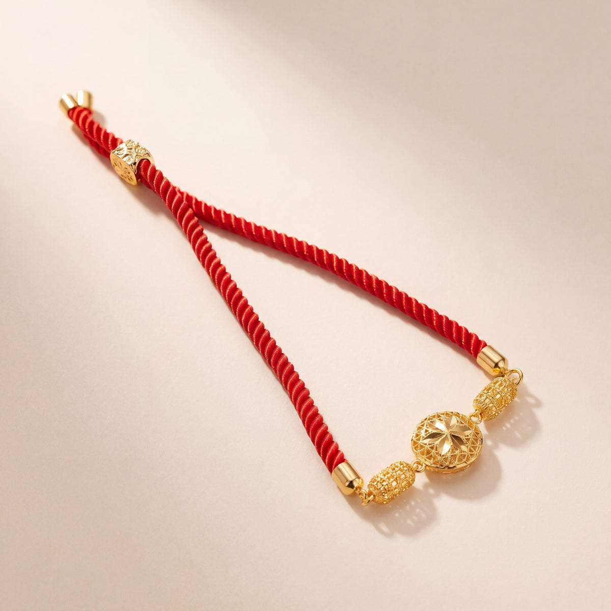 Crystal Globe Thread Bracelet, 925 silver 24K gold plated
