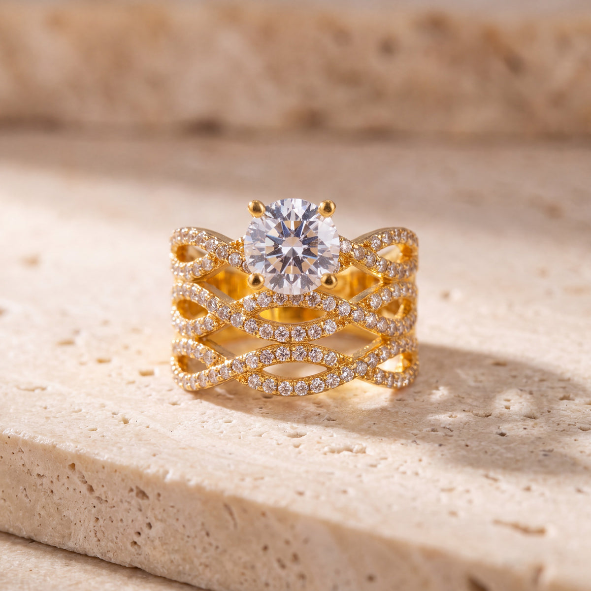 Crystal Ring (D4) on travertine