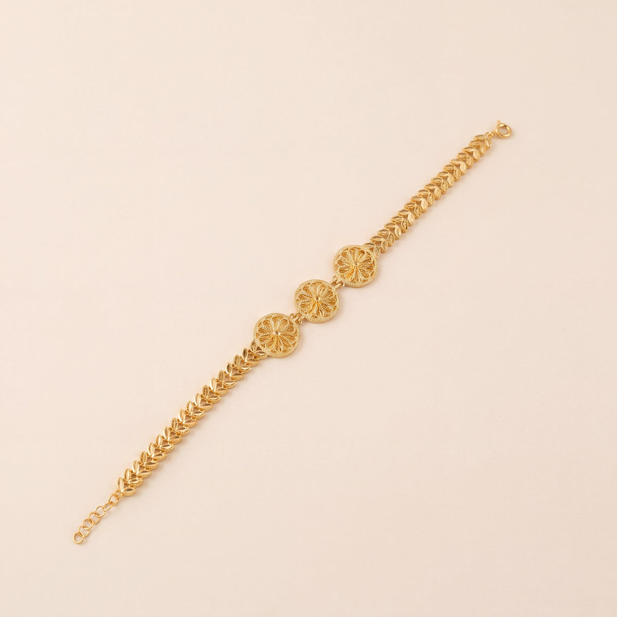 Diamond Cut Circle Bracelet (D1), 925 silver 24K gold plated