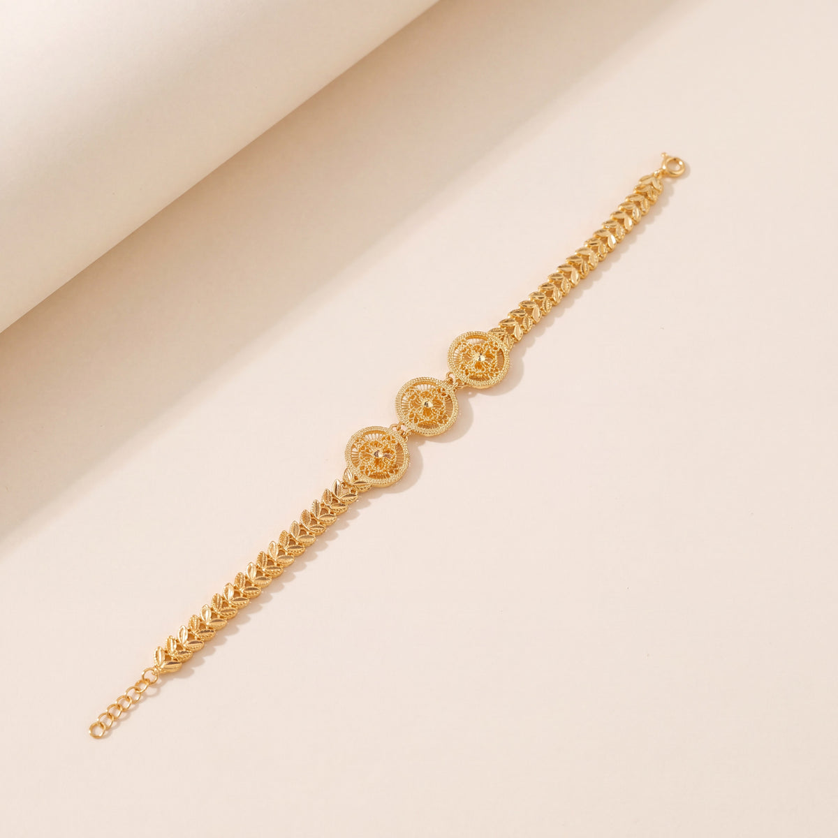 Diamond Cut Circle Bracelet (D2), 925 silver 24K gold plated