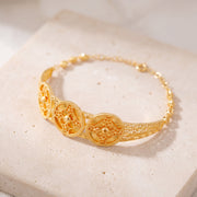 Diamond Cut Circle Cuff Bracelet (D1) on travertine