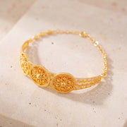 Diamond Cut Circle Cuff Bracelet (D2) on travertine