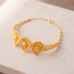 Diamond Cut Drop Cuff Bracelet (D1) on travertine