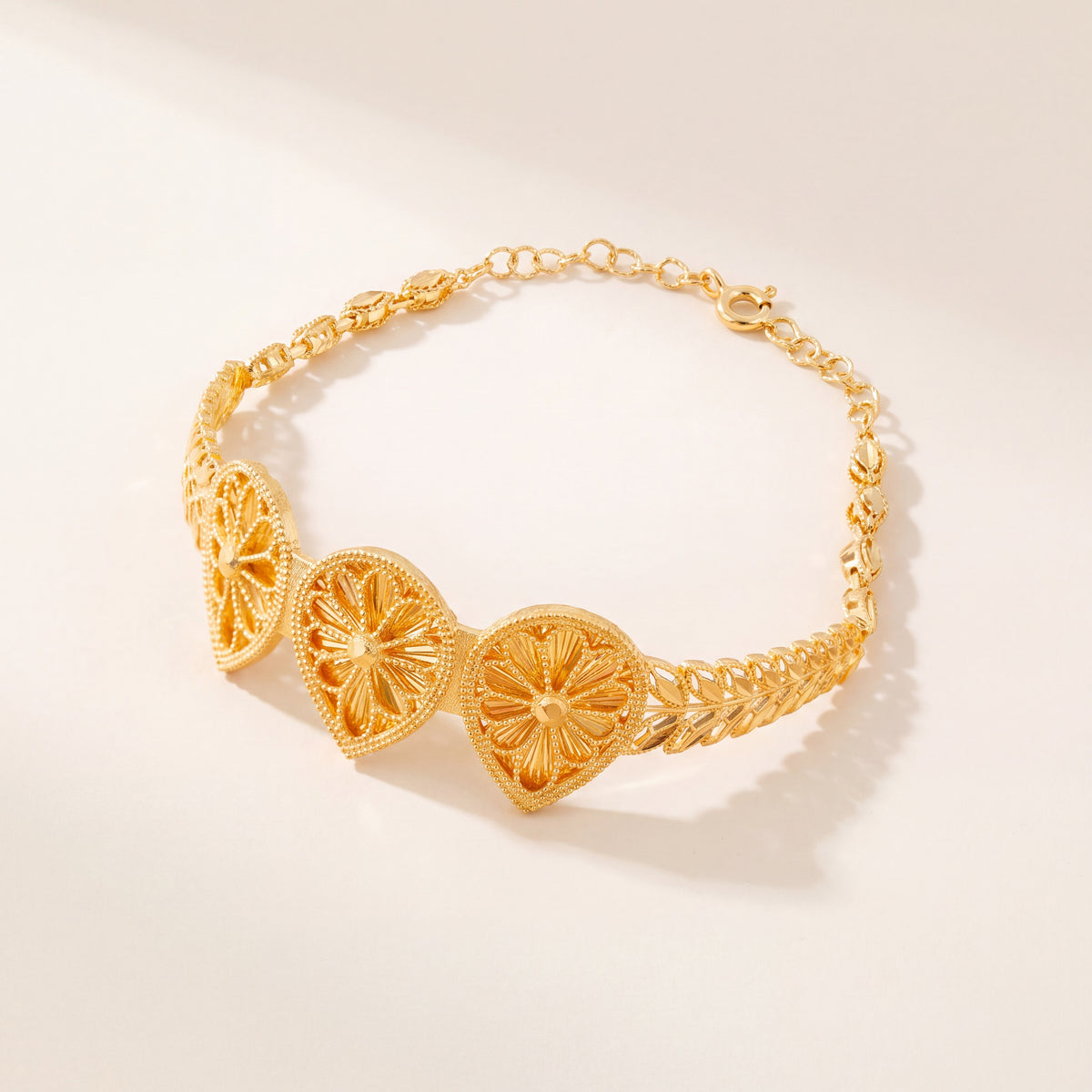 Diamond Cut Drop Cuff Bracelet (D1), 925 silver 24K gold plated