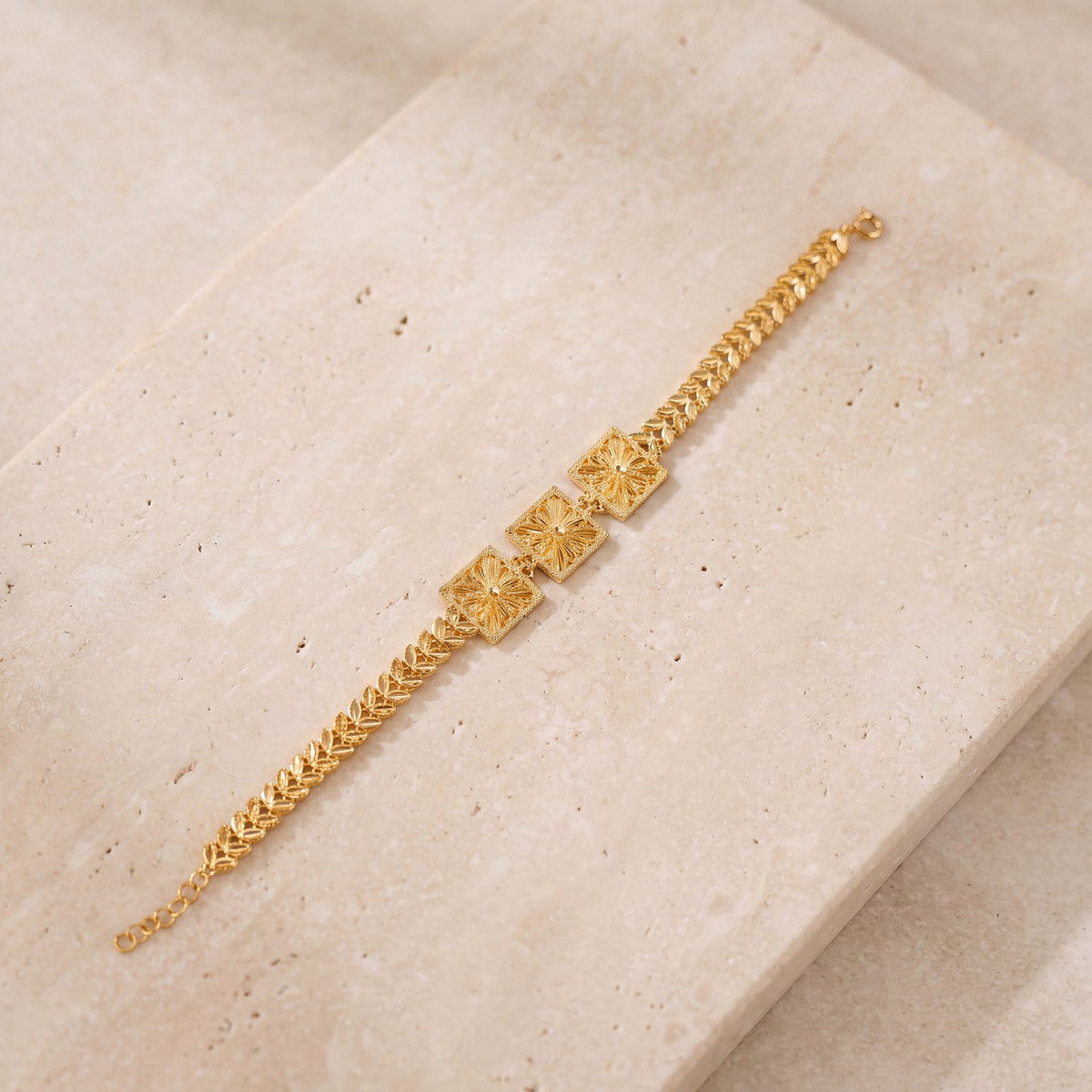 Diamond Cut Frame Bracelet (D1) on travertine