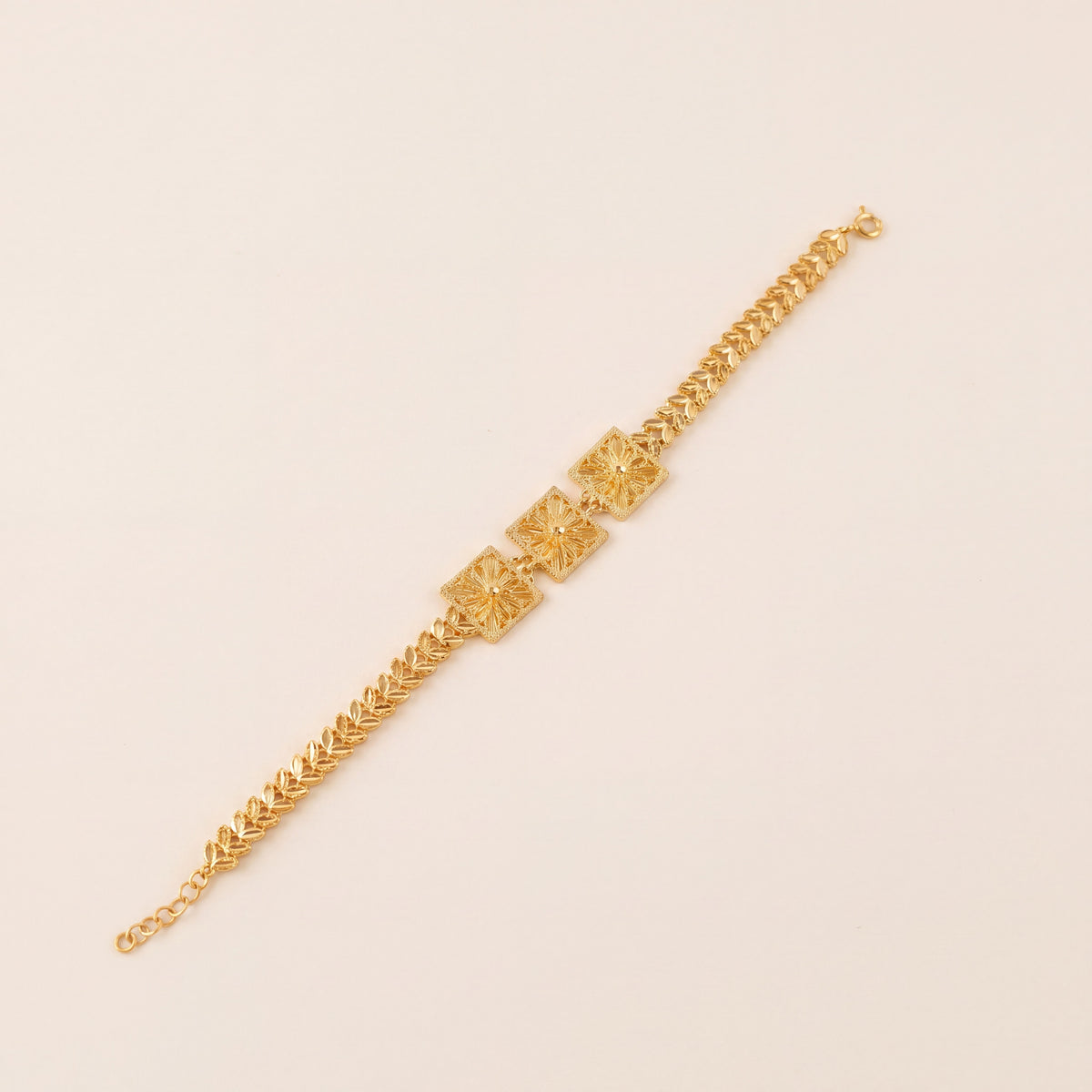 Diamond Cut Frame Bracelet (D1), 925 silver 24K gold plated
