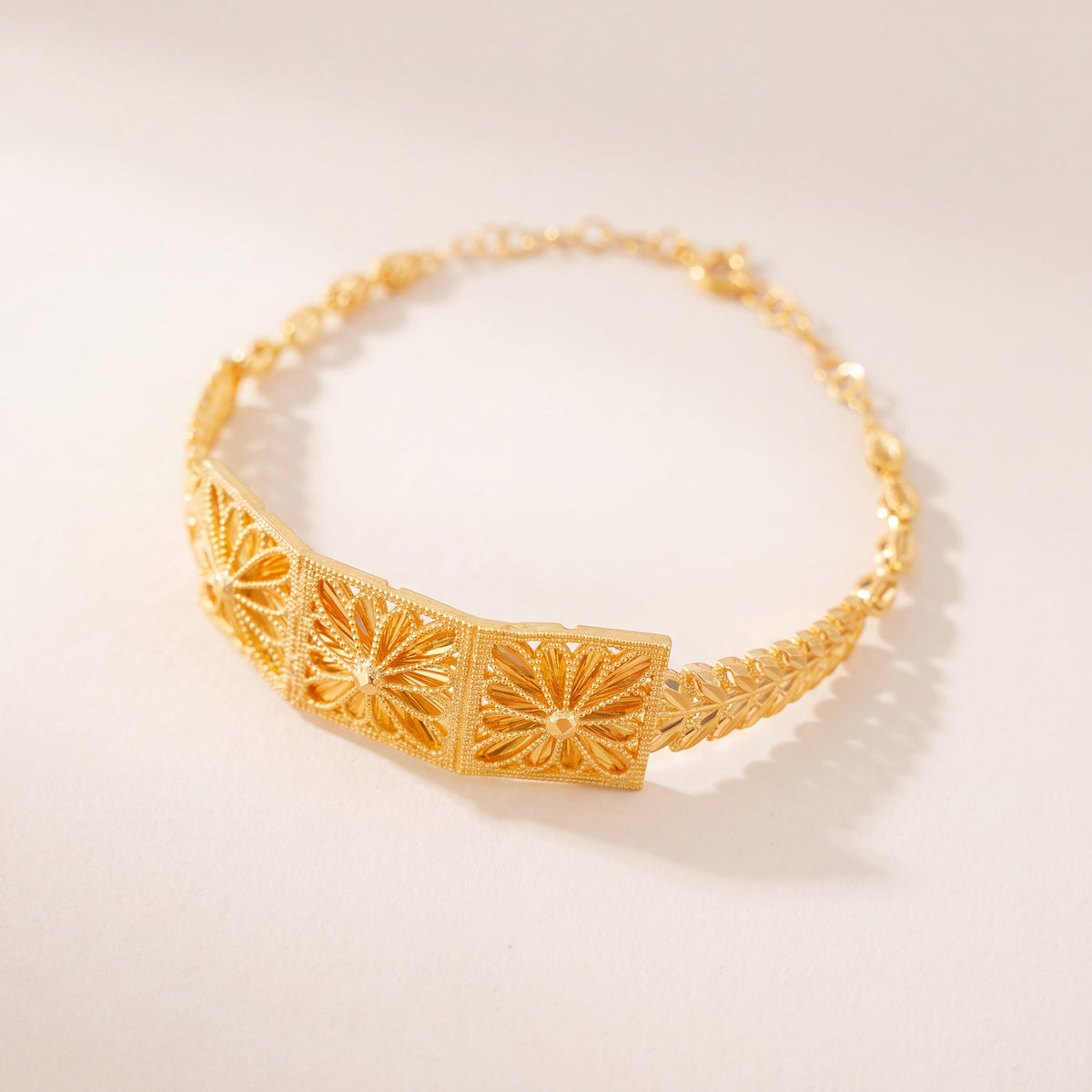 Diamond Cut Frame Cuff Bracelet (D1), 925 silver 24K gold plated