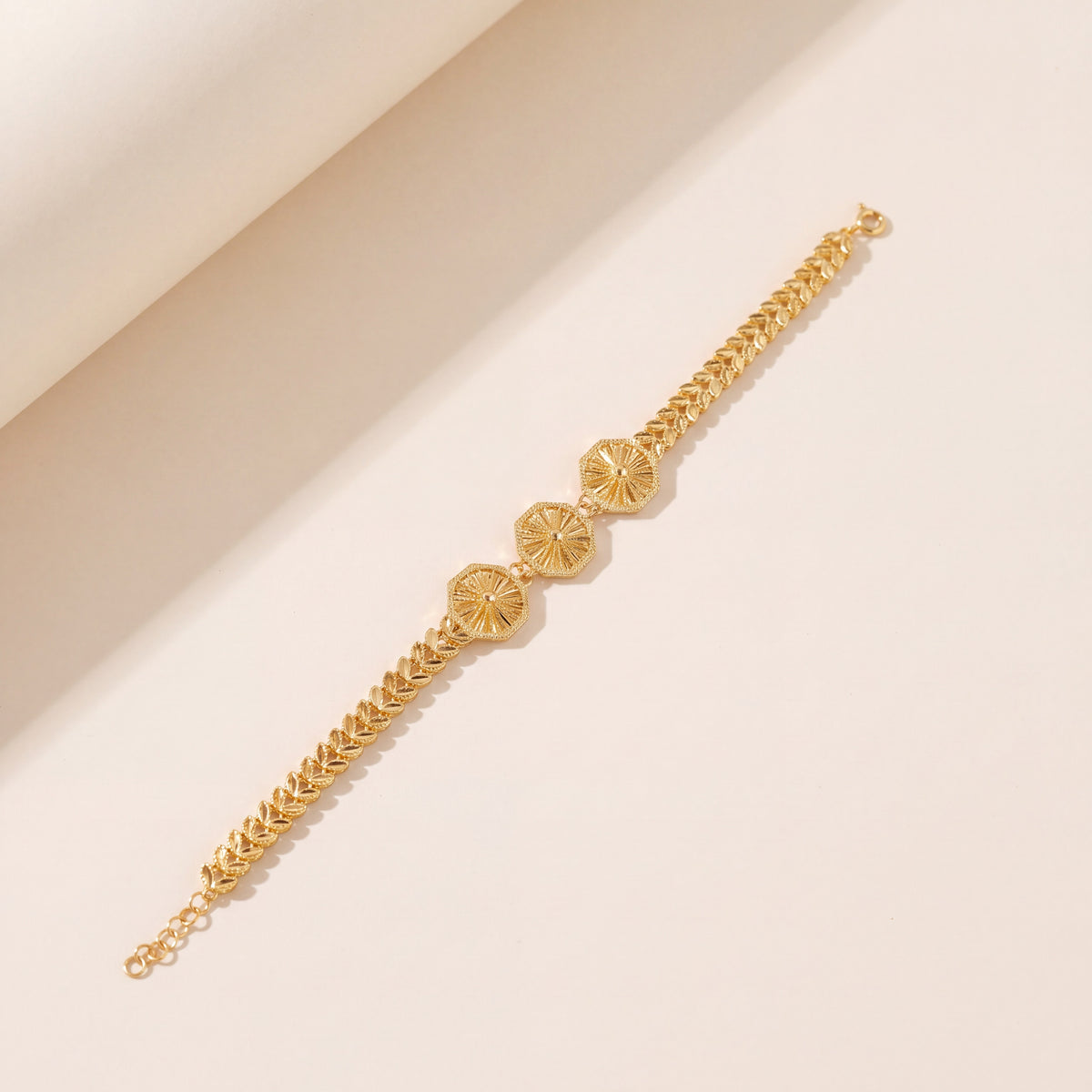 Diamond Cut Hexa Bracelet (D1), 925 silver 24K gold plated