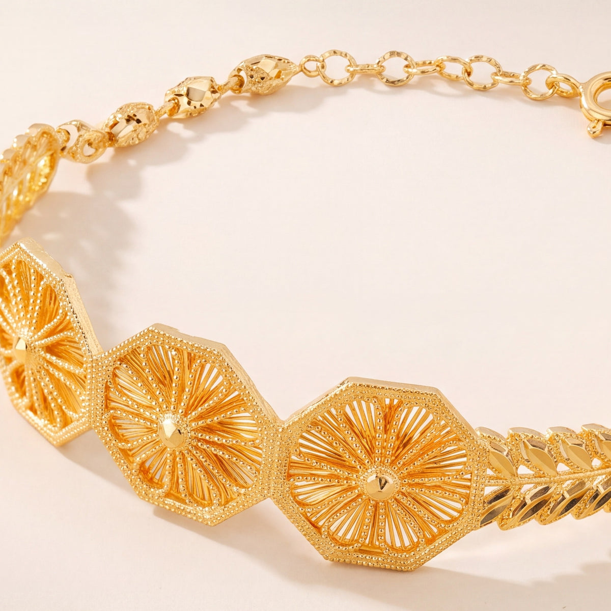 Diamond Cut Hexa Cuff Bracelet (D2) design detail