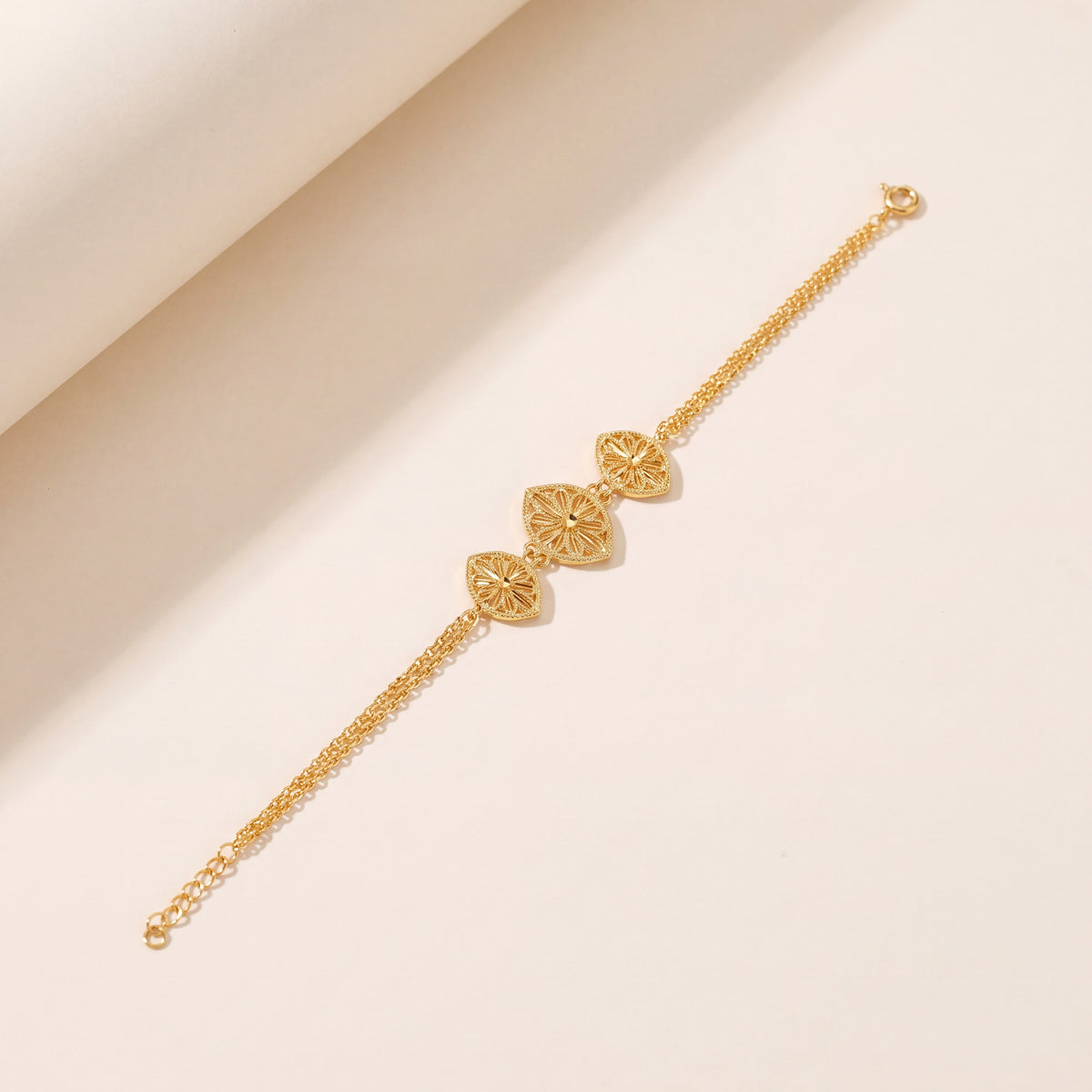 Diamond Cut Marquise Bracelet (D2), 925 silver 24K gold plated