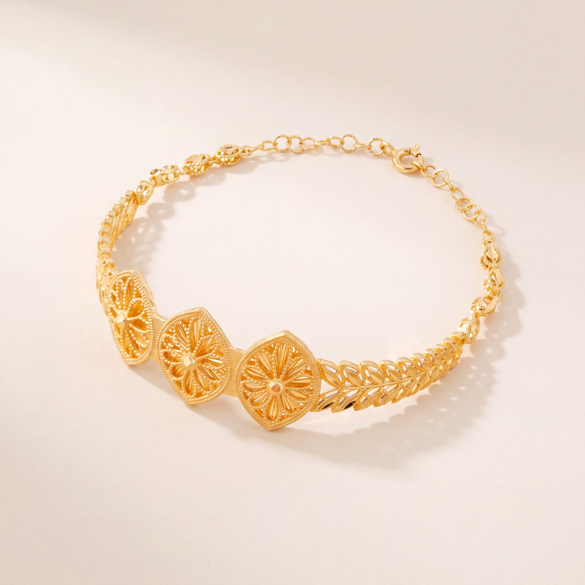 Diamond Cut Marquise Cuff Bracelet (D1), 925 silver 24K gold plated