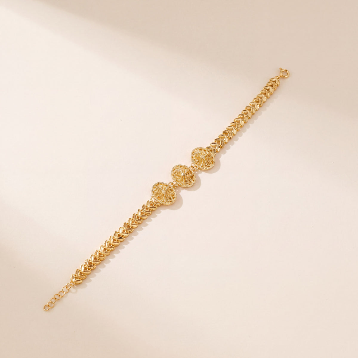 Diamond Cut Oval Bracelet (D1), 925 silver 24K gold plated