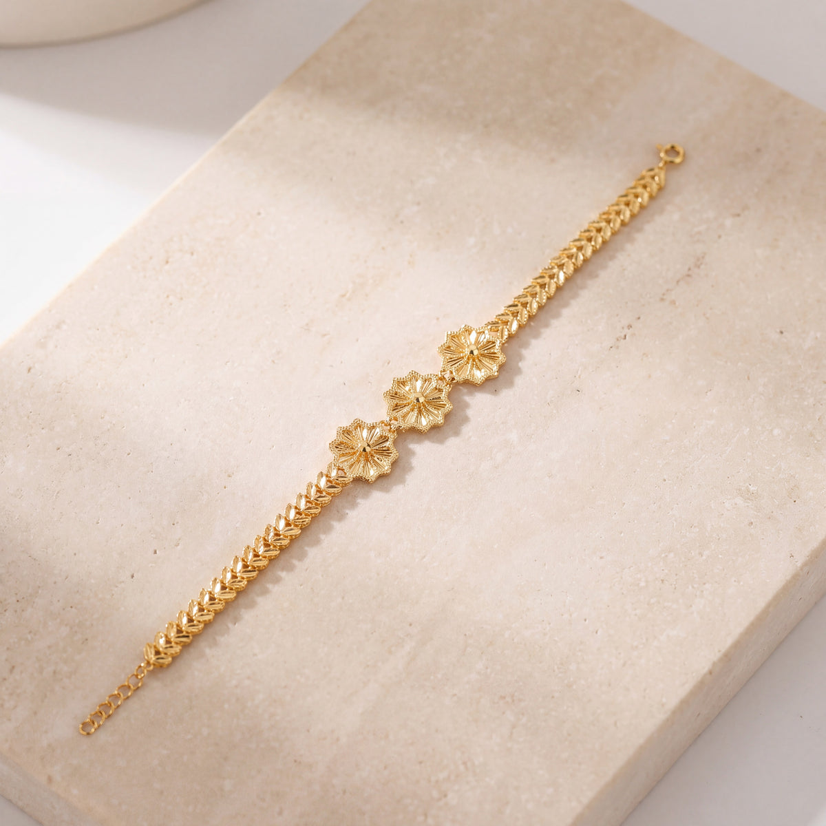Diamond Cut Star Bracelet (D1) on travertine