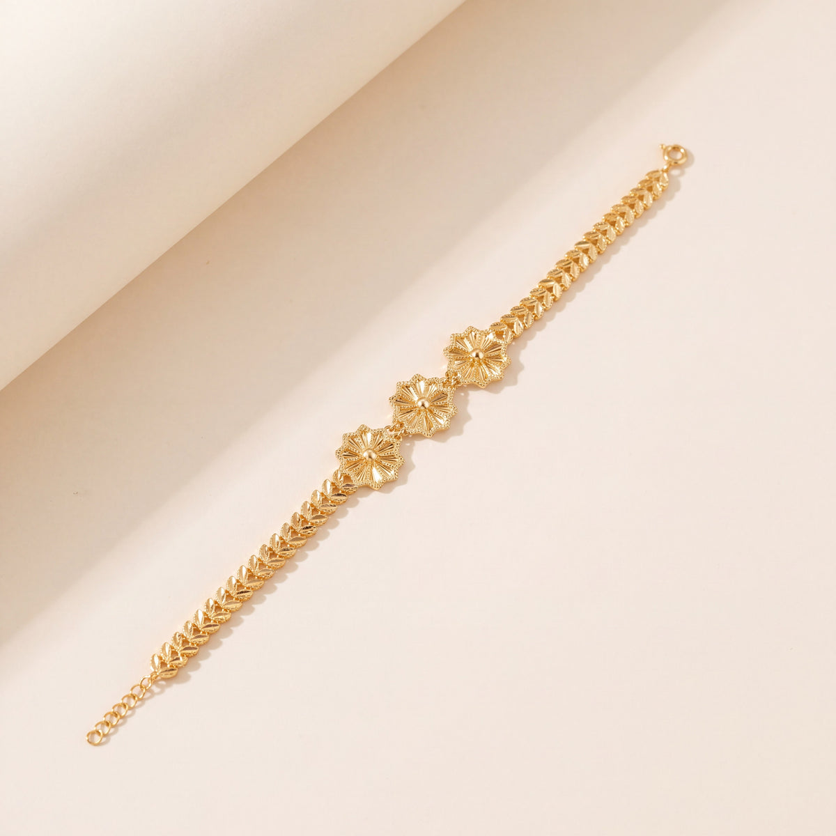 Diamond Cut Star Bracelet (D1), 925 silver 24K gold plated