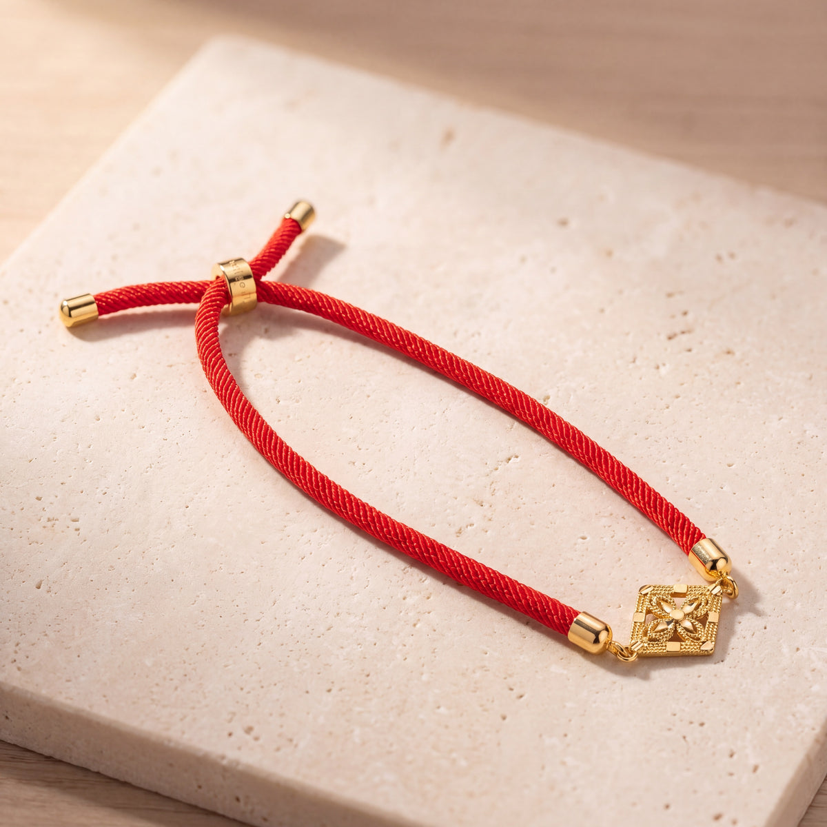 Diamond Thread Bracelet on travertine