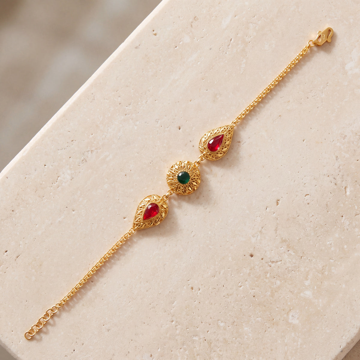 Drop Shape Stone Bracelet (D2) on travertine