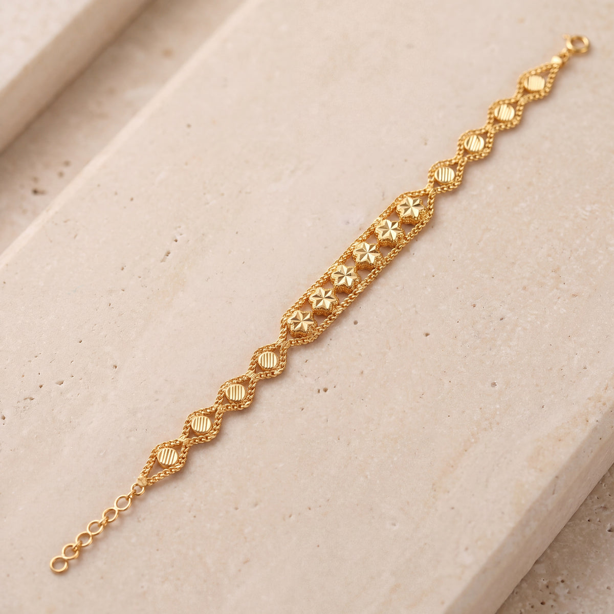 Dye cast & Chain Bracelet (D12) on travertine