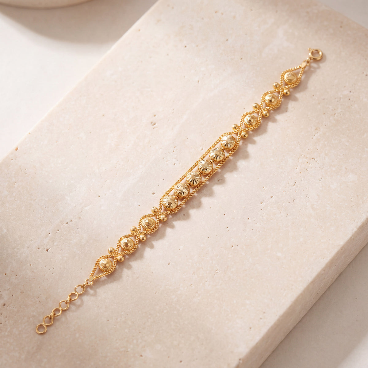 Dye cast & Chain Bracelet (D2) on travertine