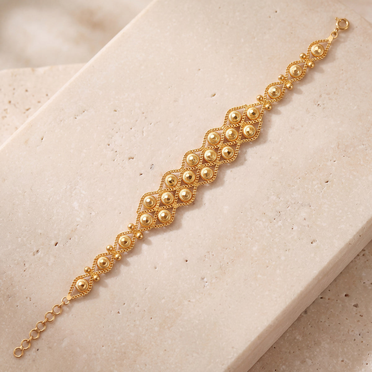 Dye cast & Chain Bracelet (D3) on travertine