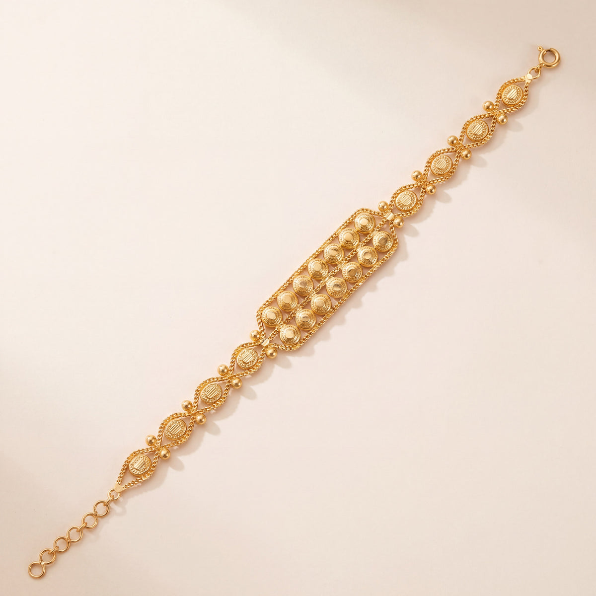 Dye cast & Chain Bracelet (D5), 925 silver 24K gold plated