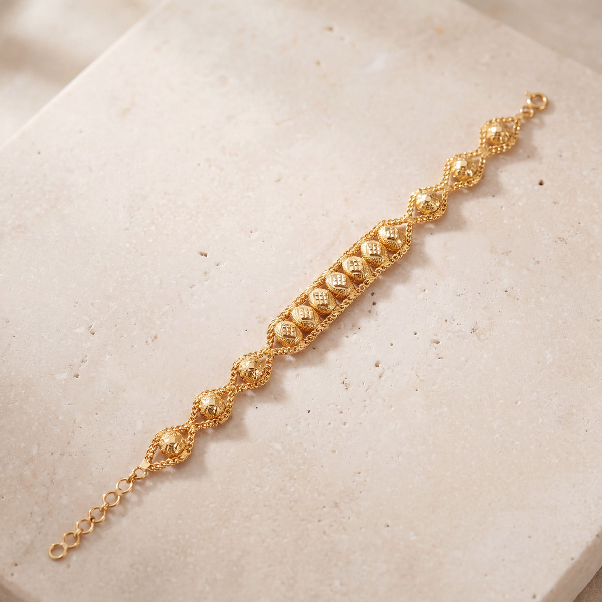 Dye cast & Chain Bracelet (D6) on travertine