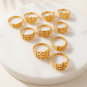 3 Line Beads Ring (D1) - 925 Silver & 24K Gold Plated