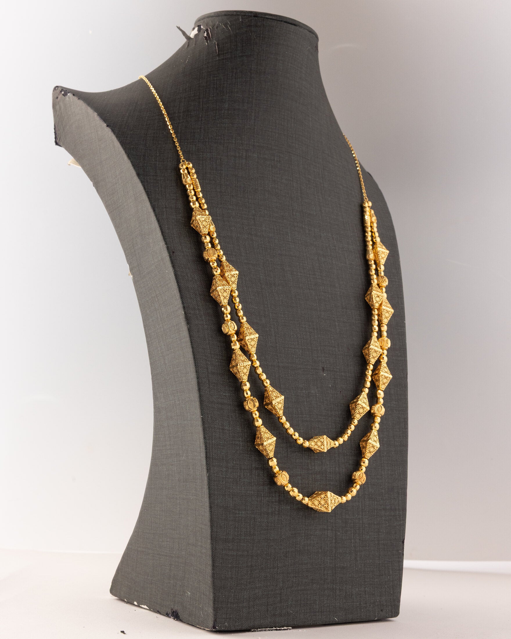 2 Line RP Mala (D2) - Silver 925 & Gold Plated - Falaq Jewellery Oman
