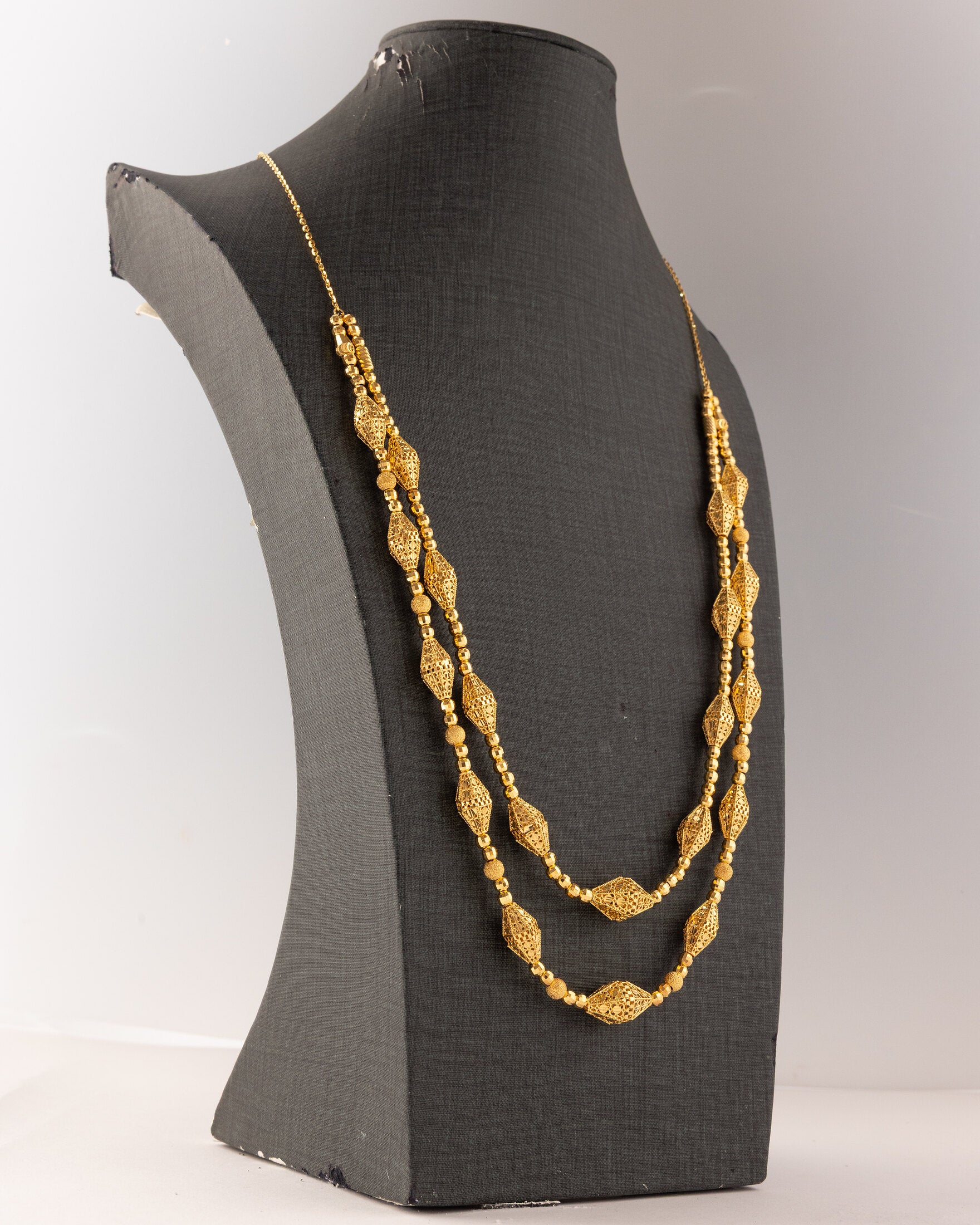 2 Line RP Mala (D6) - Silver 925 & Gold Plated - Falaq Jewellery Oman
