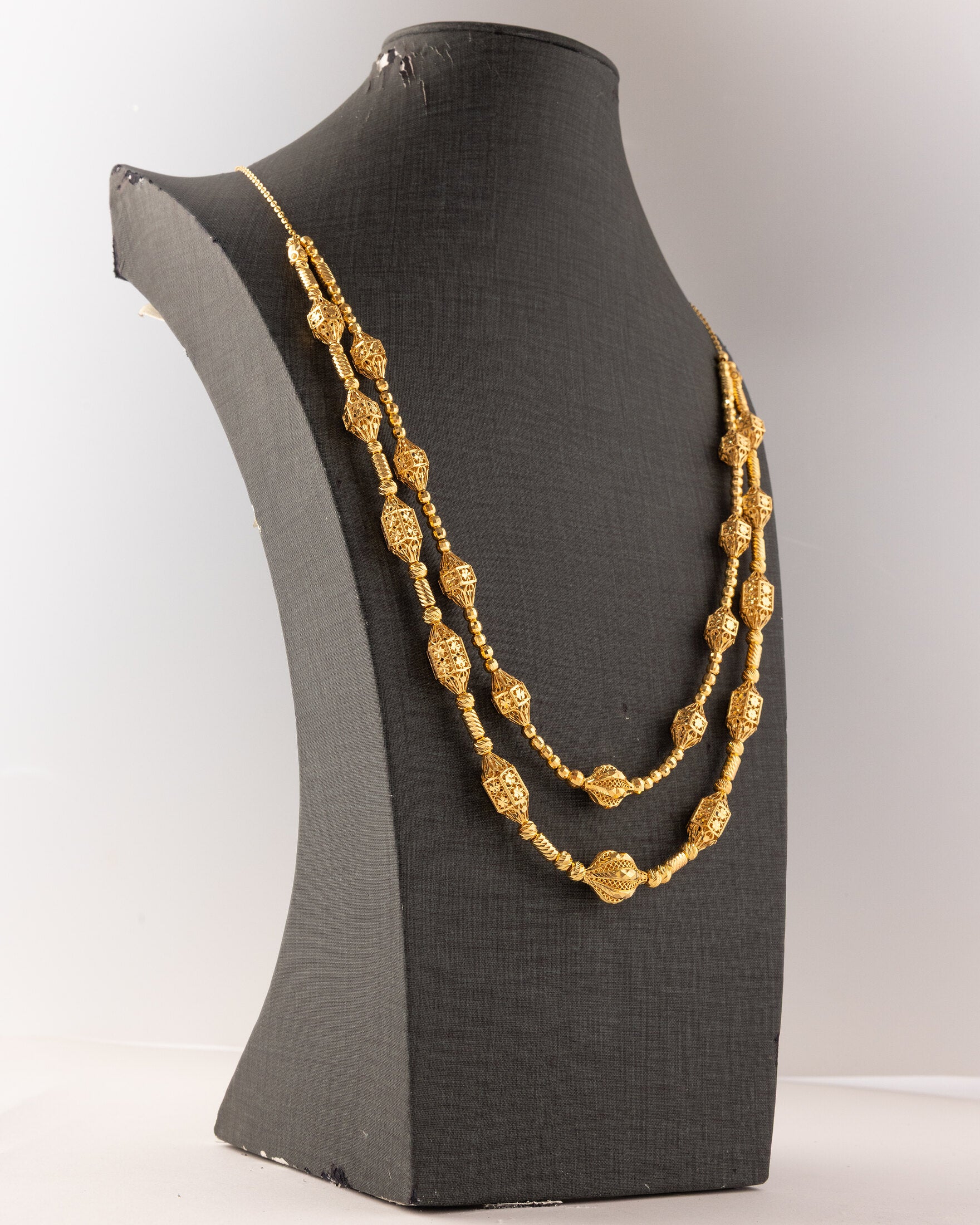 2 Line RP Mala (D8) - Silver 925 & Gold Plated - Falaq Jewellery Oman