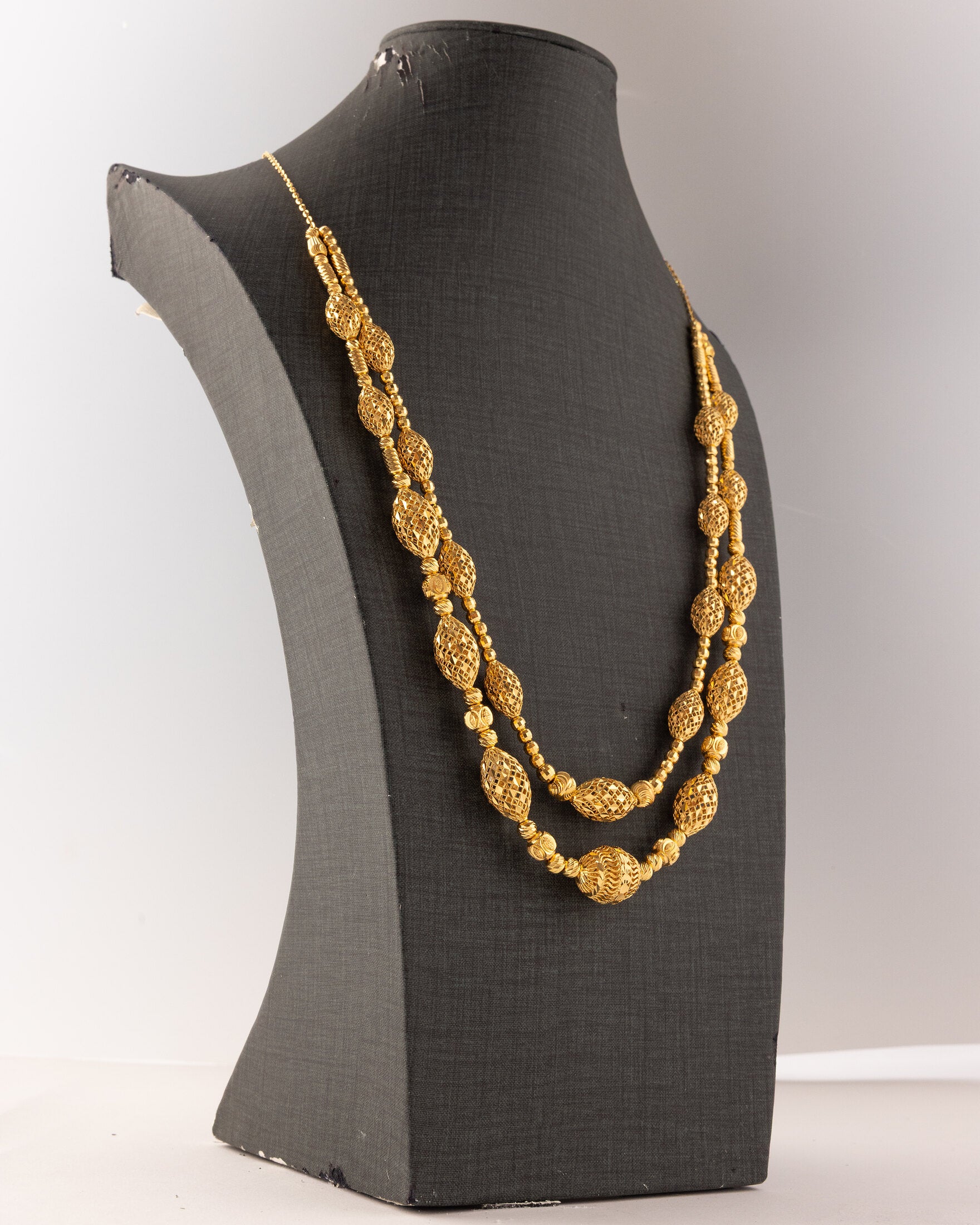 2 Line RP Mala (D9) - Silver 925 & Gold Plated - Falaq Jewellery Oman