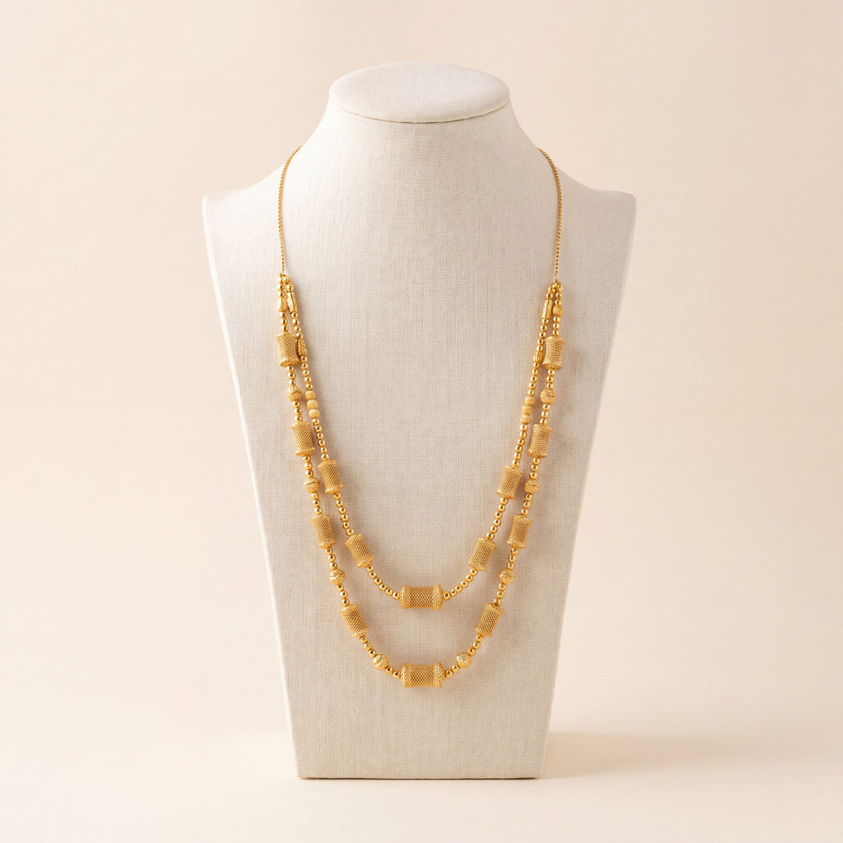 2 Line RP Mala Necklace 1, 925 silver 24K gold plated