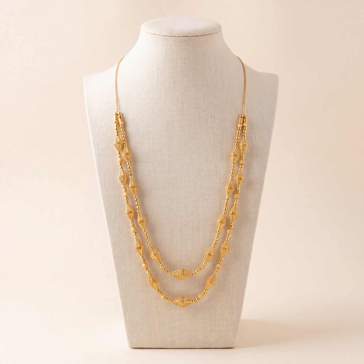 2 Line RP Mala Necklace 6, 925 silver 24K gold plated