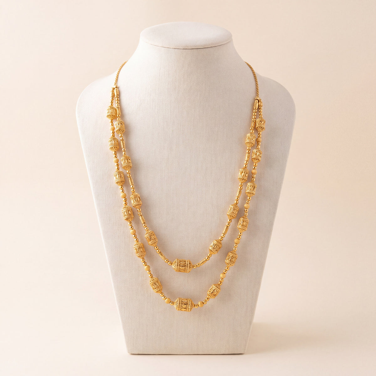 2 Line RP Mala Necklace 7, 925 silver 24K gold plated