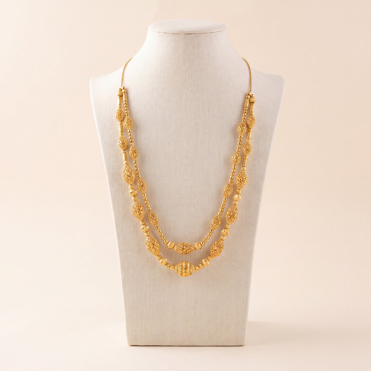 2 Line RP Mala Necklace 9, 925 silver 24K gold plated