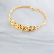 2 Line Kid's Beads Cuff Bracelet (D133) - 925 Silver & 24K Gold Plated - Falaq Jewellery Oman
