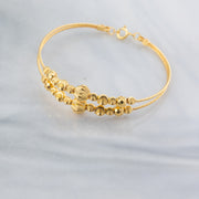 2 Line Kid's Beads Cuff Bracelet (D134) - 925 Silver & 24K Gold Plated - Falaq Jewellery Oman