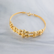 2 Line Kid's Beads Cuff Bracelet (D26) - 925 Silver & 24K Gold Plated - Falaq Jewellery Oman