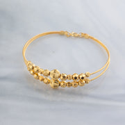 2 Line Kid's Beads Cuff Bracelet (D28) - 925 Silver & 24K Gold Plated - Falaq Jewellery Oman
