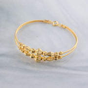2 Line Kid's Beads Cuff Bracelet (D38) - 925 Silver & 24K Gold Plated - Falaq Jewellery Oman